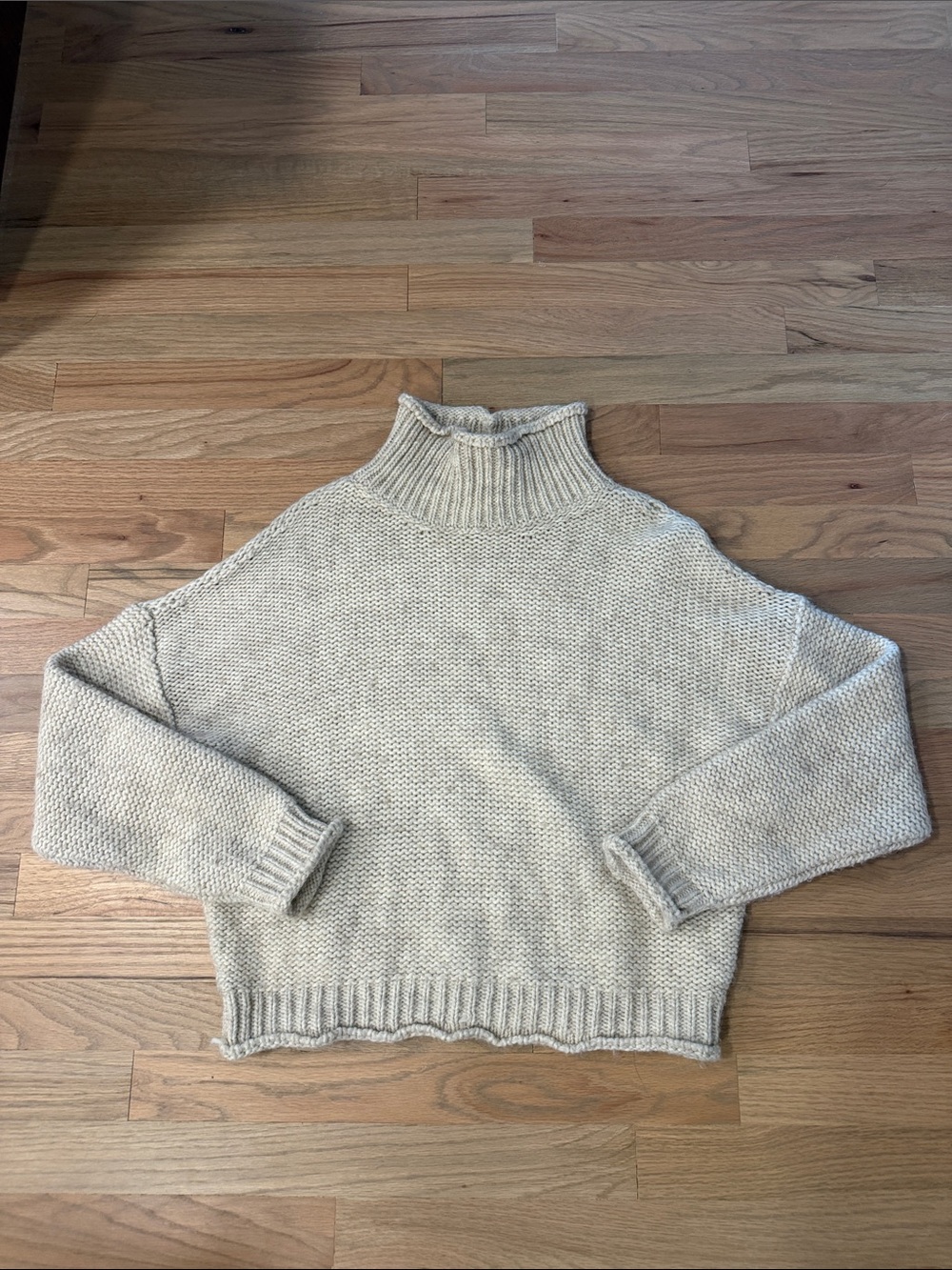 Anthropologie Cream High-Neck Knit Sweater made in Italy